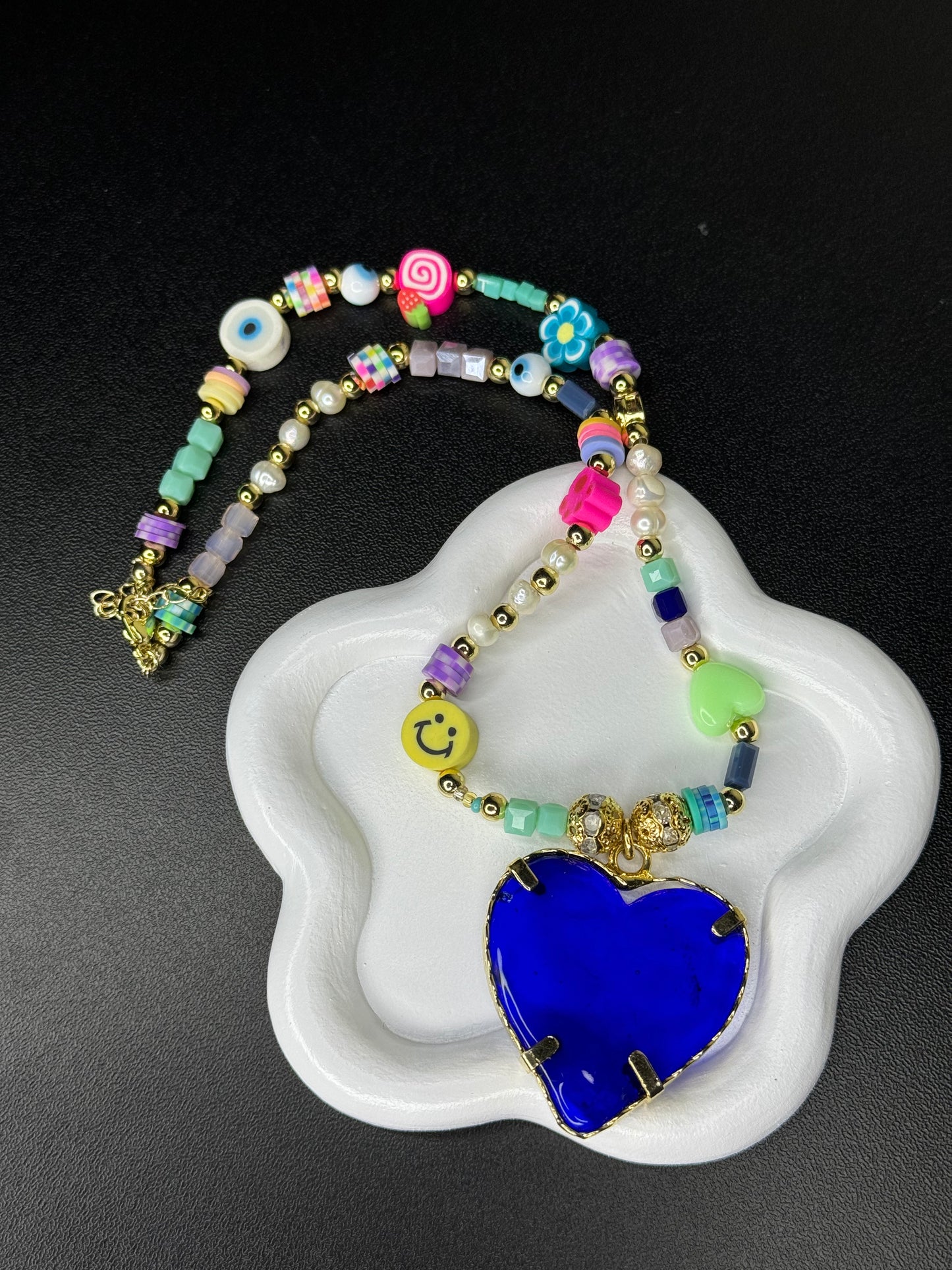 CORAZON AZUL VITRAL NECKLACE